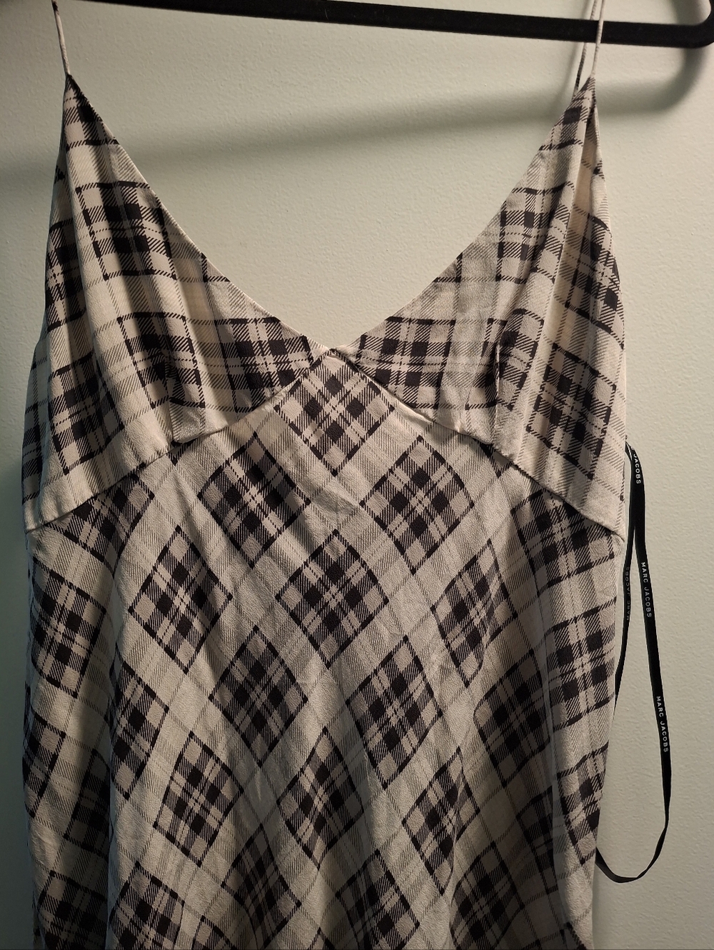 Marc Jacobs Black and Cream Plaid Slip Dress for the Runway grunge 1993/20 Redux